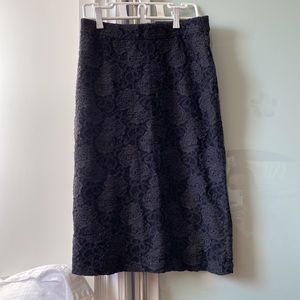 Anthropologie black lace pencil skirt